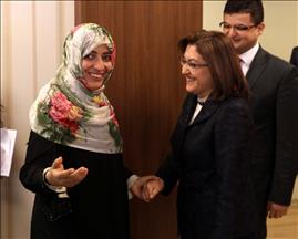 Turkish Family Minister Sahin receives Yemeni Nobel Peace laureate Karman