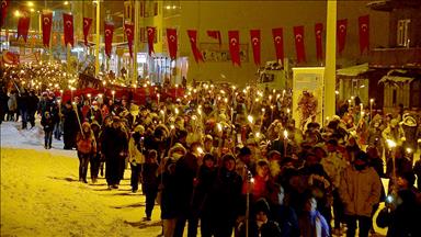 Sarıkamış şehitleri için eksi 18 derecede yürüdüler