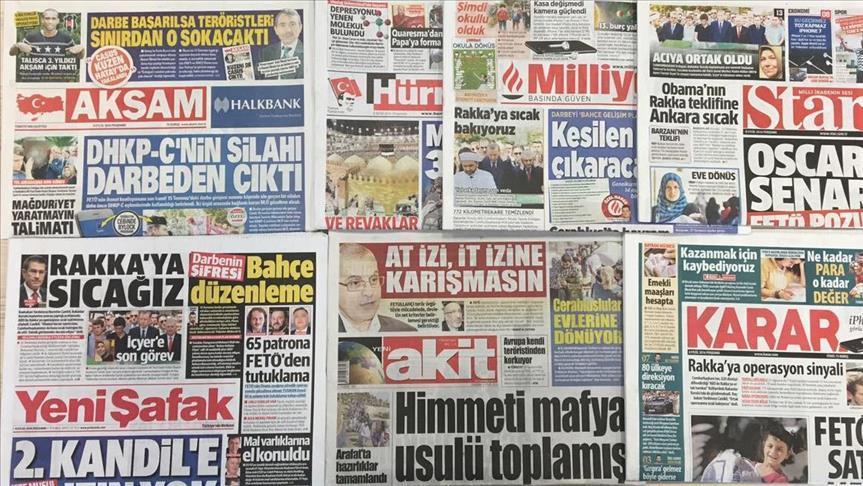 عناوین روزنامه‌های امروز جمعه 9 سپتامبر ترکیه 