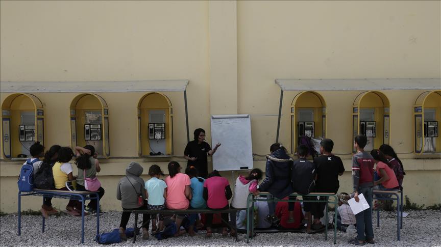 Refugee children's first day at Greek schools