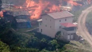 Fire breaks out in village in northeast Turkey