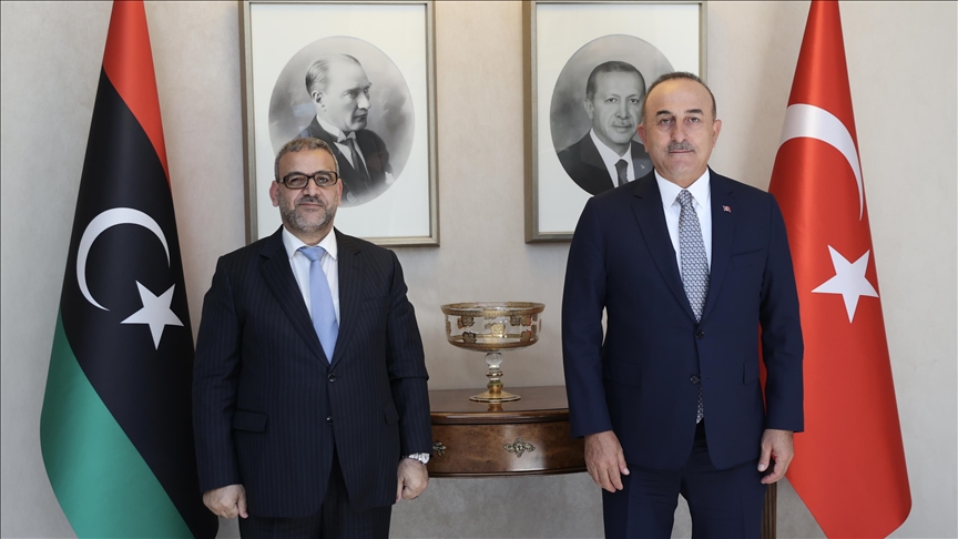 وزیر خارجه ترکیه با رئيس شورای عالی دولت لیبی در آنکارا دیدار کرد
