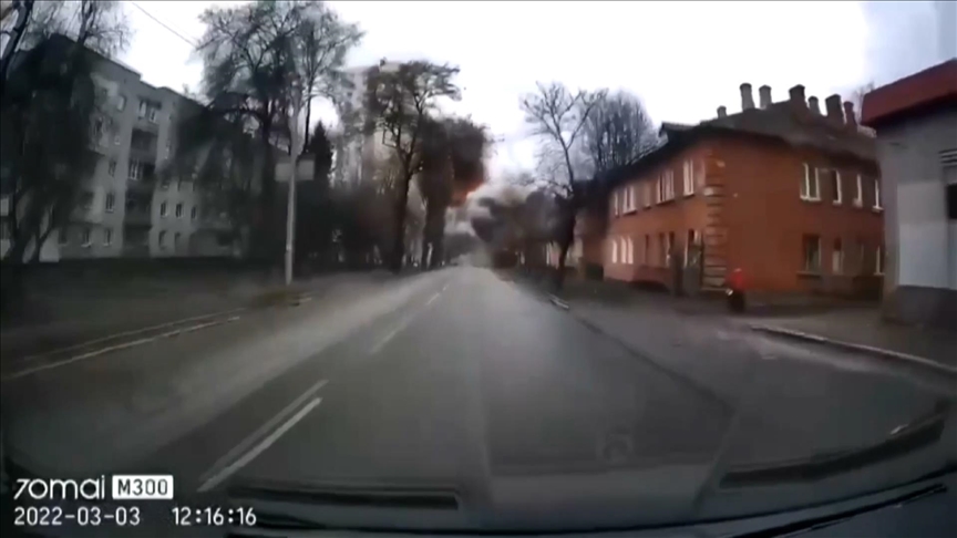 أوكرانيا.. لحظة إنفجار صاروخ روسي