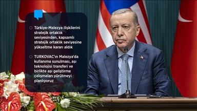 Cumhurbaşkanı Erdoğan: Malezya ile aşı geliştirme çalışmaları yürütmeyi planlıyoruz