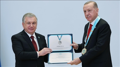 Türkiye's president receives Supreme Order of Turkic World in Uzbekistan