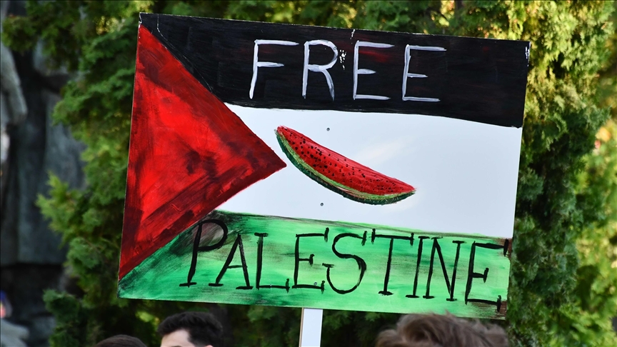 Протест за поддршка на палестинскиот народ одржан во Скопје