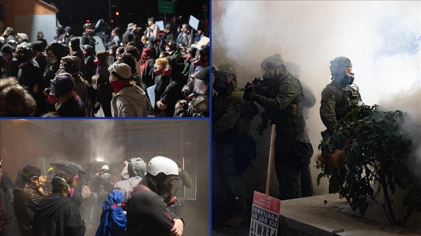 В городе Портленд против протестующих против ICE применили слезоточивый газ