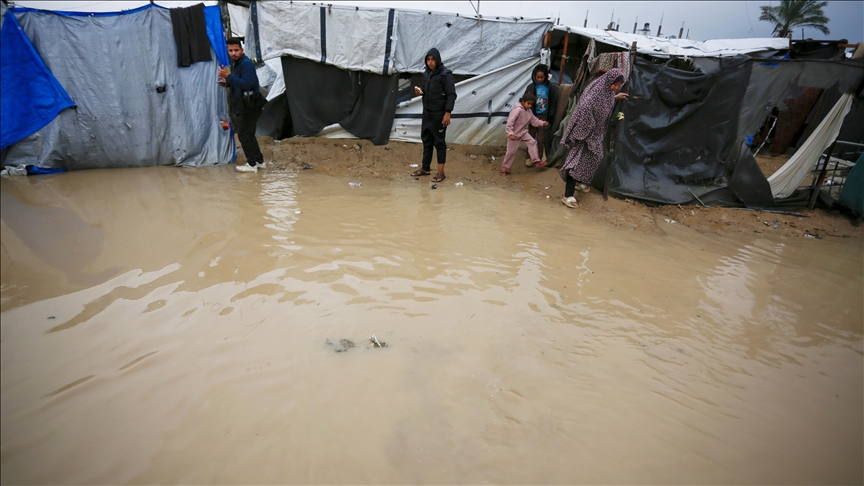 3 Palestinians injured as heavy rains inundate tents sheltering ...