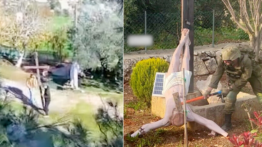 Lübnanlı rahip İsrail askerine tepki veriyor