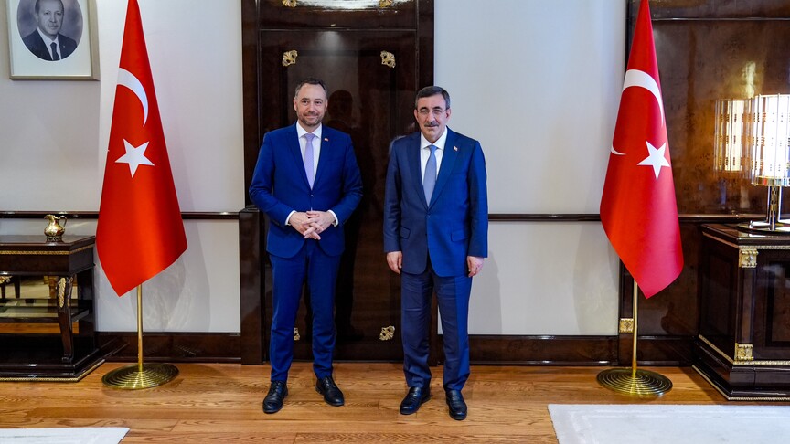 Cumhurbaşkanı Yardımcısı Yılmaz, Belçika Başbakan Yardımcısı Prevot ile bir araya geldi