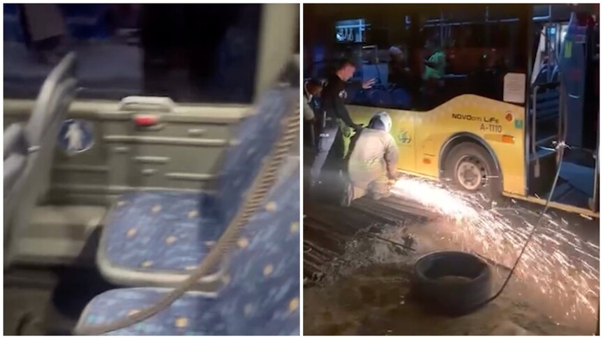 Yol kenarındaki demirin İETT otobüsüne saplanması sonucu kadın yolcu yaralandı