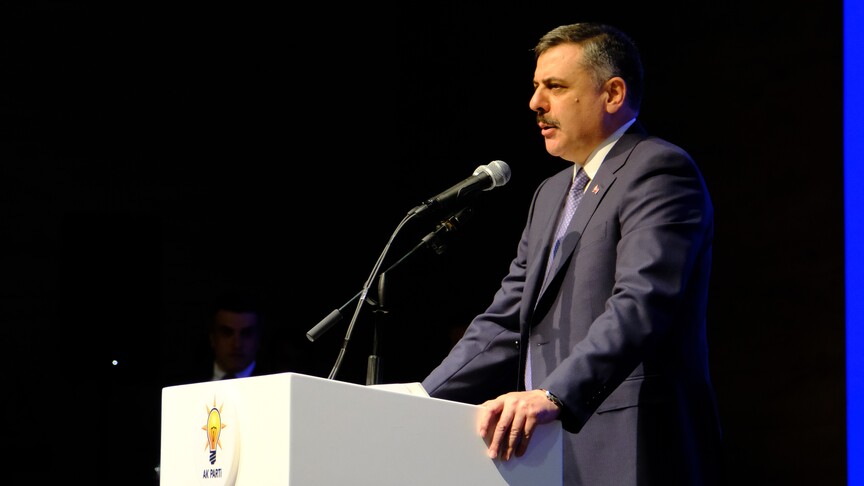 İçişleri Bakanı Mustafa Çiftçi konuşma yaparken çekilmiş bir fotoğrafı.