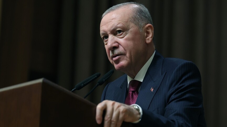 Cumhurbaşkanı Recep Tayyip Erdoğan konuşma yaparken