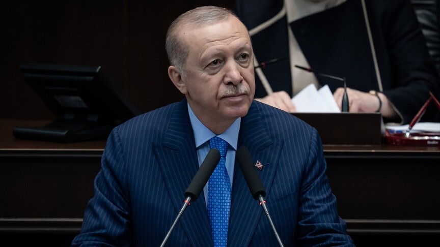 Cumhurbaşkanı Recep Tayyip Erdoğan NATO zirvesi konuşması yaparken