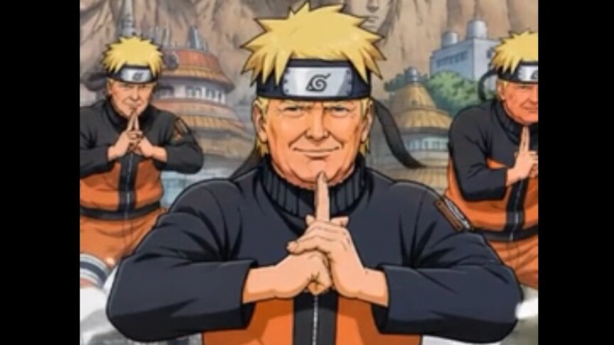 Japonya'da Trump'ın kendini "Naruto" olarak tasvir ettiği pa