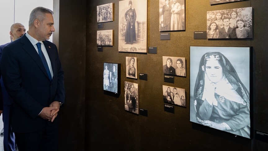 Dışişleri Bakanı Hakan Fidan, Ahıska Türkleri sürgün sergisinin açılışında konuşma yapıyor.