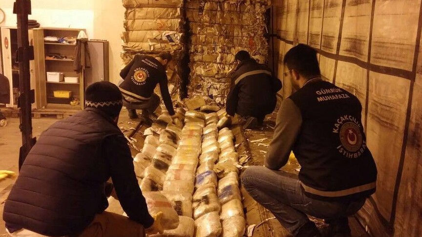 Edirne İpsala Gümrük Kapısı'nda ele geçirilen uyuşturucu maddeler.