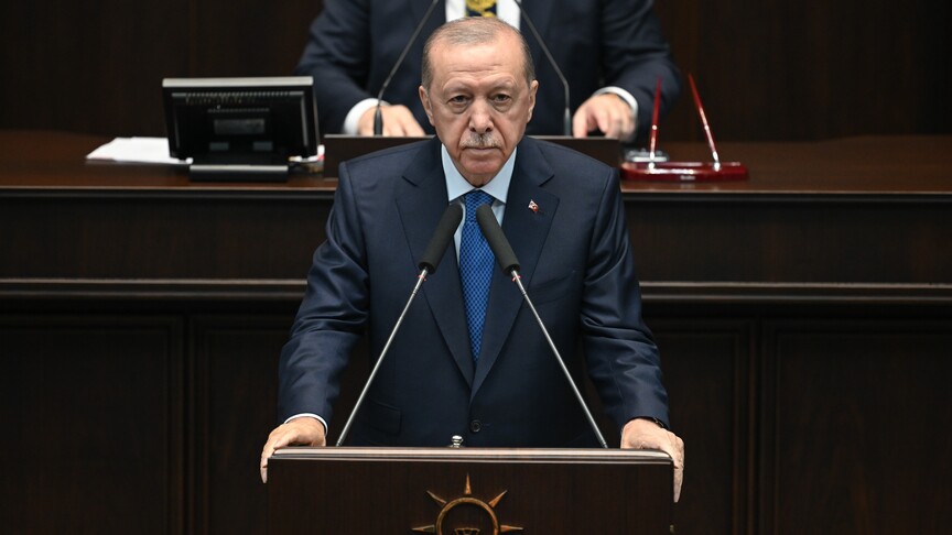 Cumhurbaşkanı Recep Tayyip Erdoğan konuşma yaparken