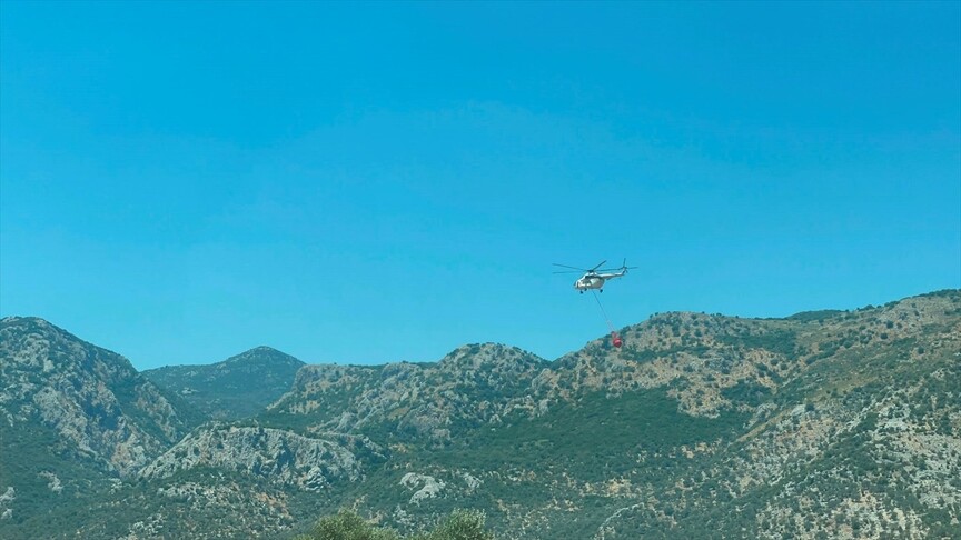 Muğla'nın Seydikemer ilçesinde çıkan orman yangınına müdahale ediliyor.