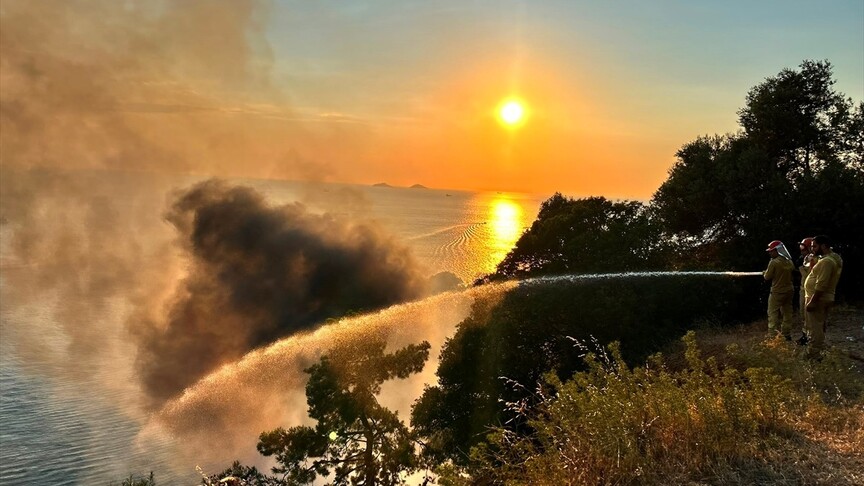 Büyükada orman yangınına müdahale anı