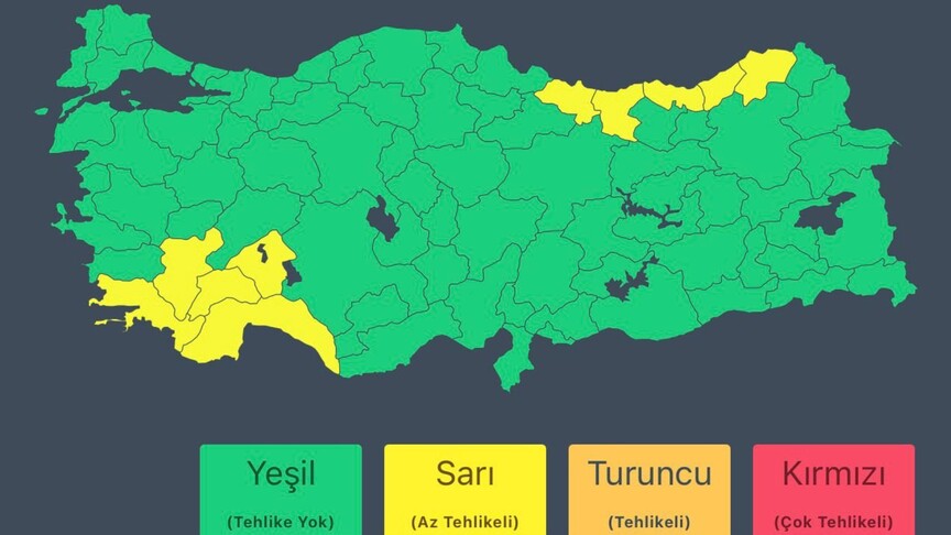 İçişleri Bakanlığı logosu ve meteoroloji haritası.
