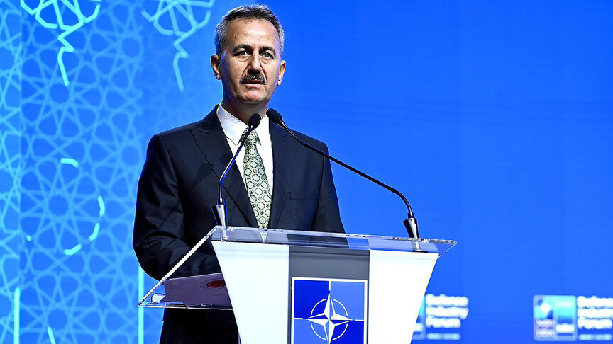 Savunma Sanayii (SSB) Başkanı Haluk Görgün'ün açıklamaları sırasında çekilmiş bir fotoğrafı.