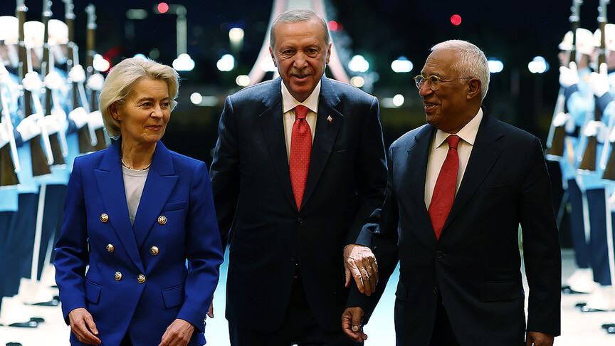 Cumhurbaşkanı Erdoğan, Ursula von der Leyen ve Antonio Costa'