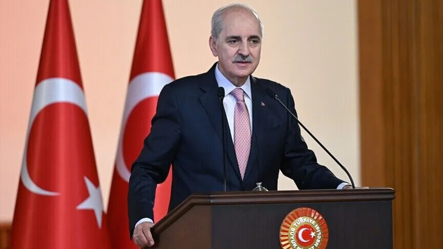 TBMM Başkanı Numan Kurtulmuş bir anma etkinliğinde konuşma yaparken