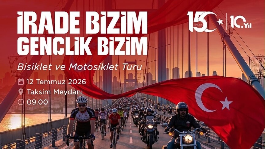 15 Temmuz Şehitler Köprüsü üzerinde düzenlenen bisiklet turundan bir görünüm.