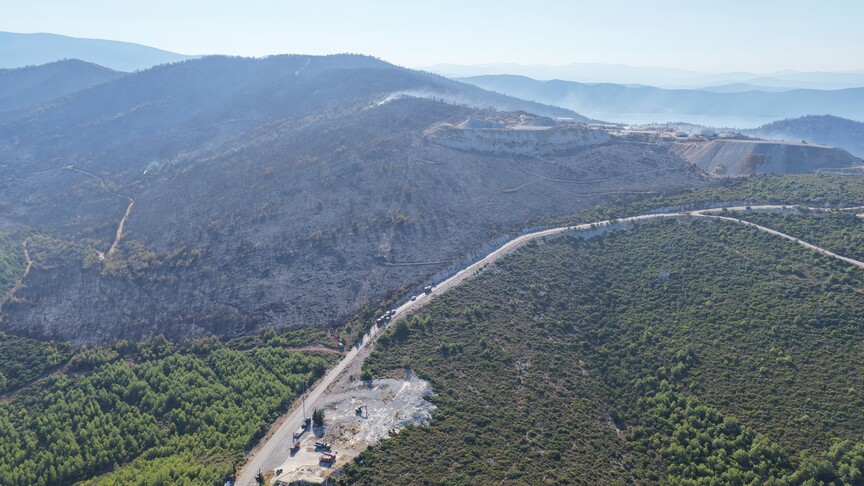 Manisa ve Muğla'daki orman yangınlarının söndürülme anına ait genel plan.