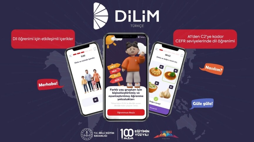 Milli Eğitim Bakanlığı'nın yapay zeka destekli Yabancı Dil Öğrenme Platformu DİLİM'in logosu veya ana ekranı.