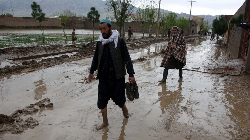Afganistan'ın Nuristan bölgesinde sel felaketinin ardından çekilmiş bir görüntü.