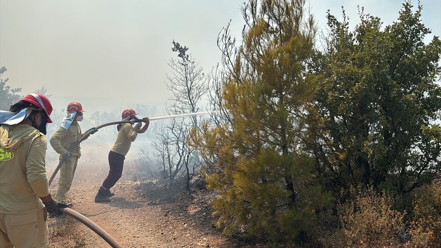 Balıkesir'de çıkan orman yangınına müdahale ediliyor