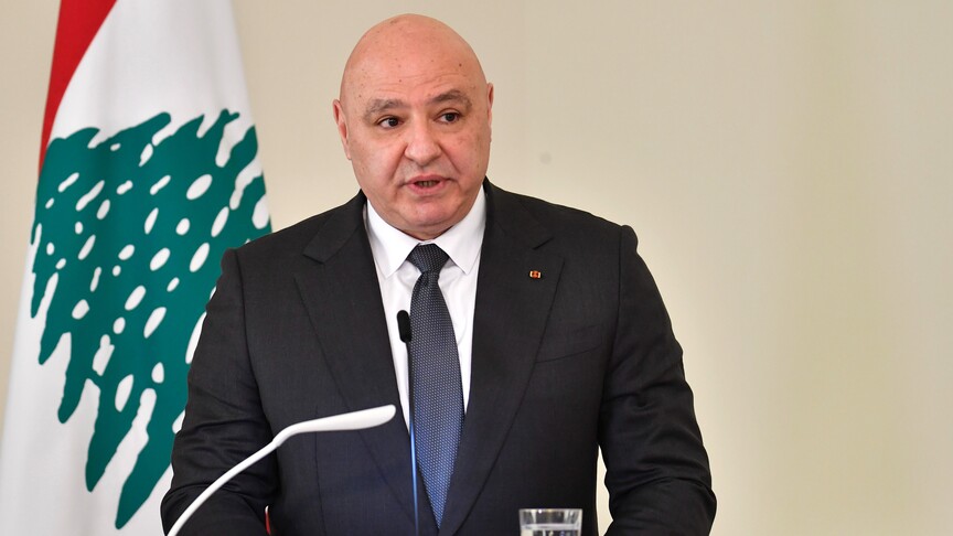 Lübnan Cumhurbaşkanı Joseph Avn'ın açıklamalarıyla ilgili bir görsel.