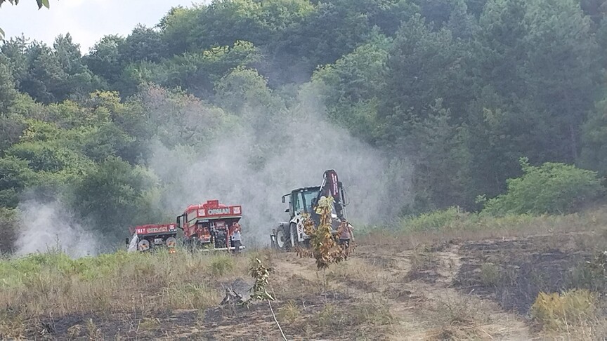 Bursa'da çıkan orman yangınına müdahale ediliyor haber görseli