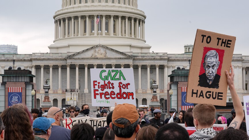 Hundreds rally outside US Capitol to demand arms embargo against Israel