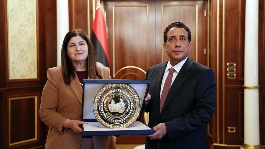 ليبيا.. المنفي وأغابكيان شاهين يبحثان انتهاكات إسرائيل بحق الفلسطينيين