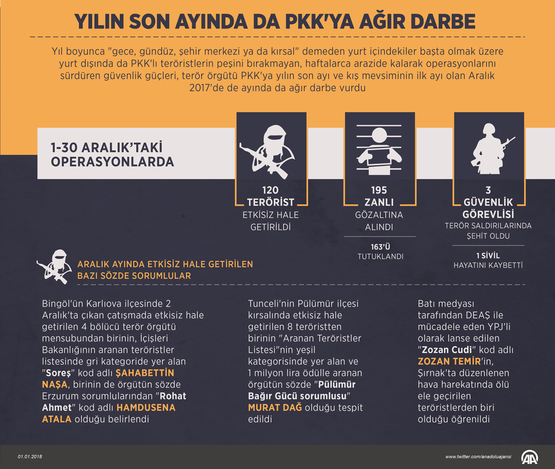 Yılın son ayında da PKK'ya ağır darbe