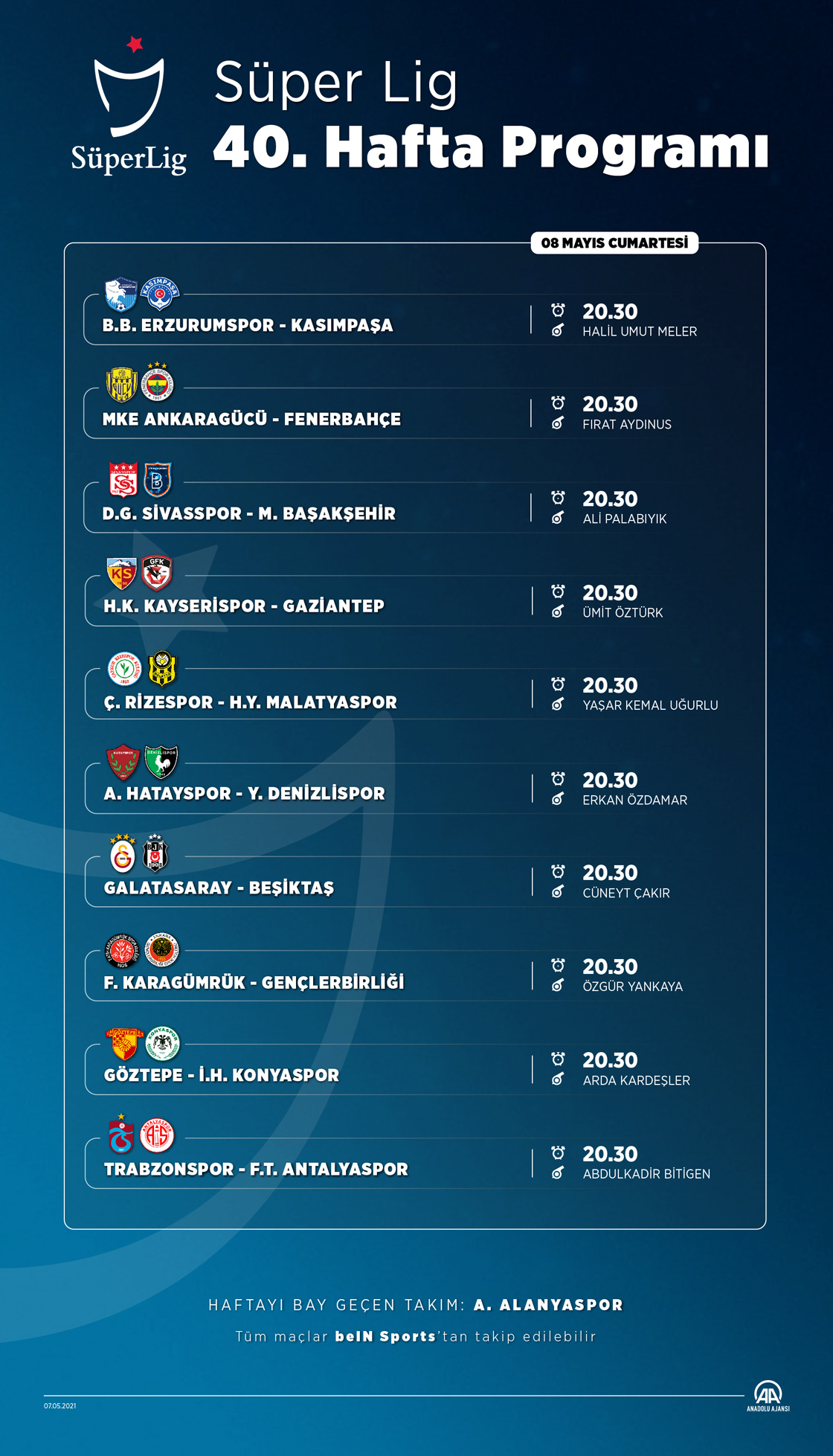 Süper Lig'de 40. haftanın programı