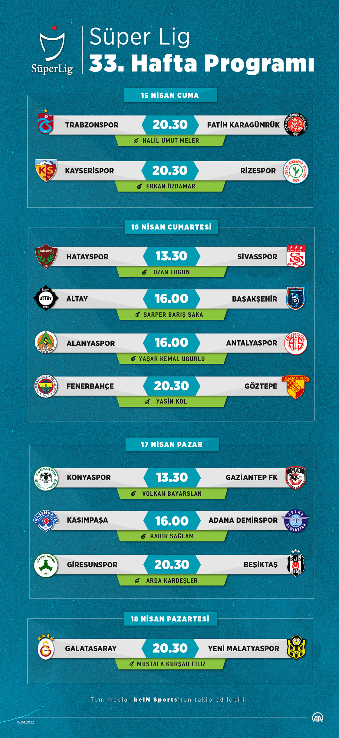 Süper Lig 33. Hafta Programı