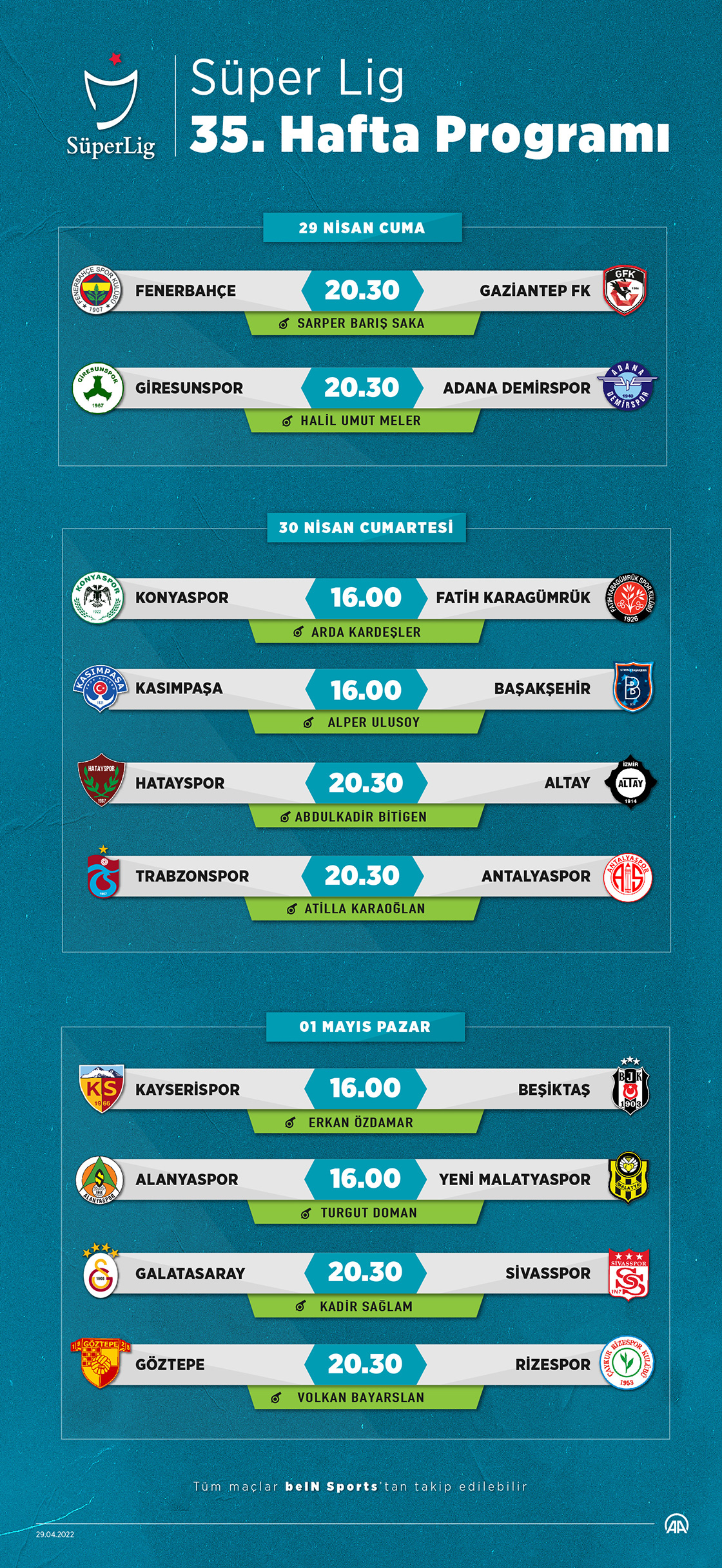 Süper Lig 35. Hafta Programı