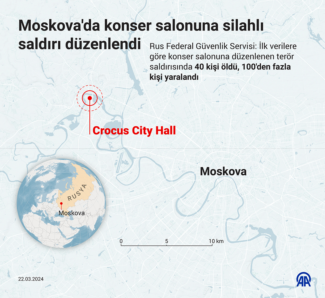 Moskova'da konser salonuna silahlı saldırı düzenlendi