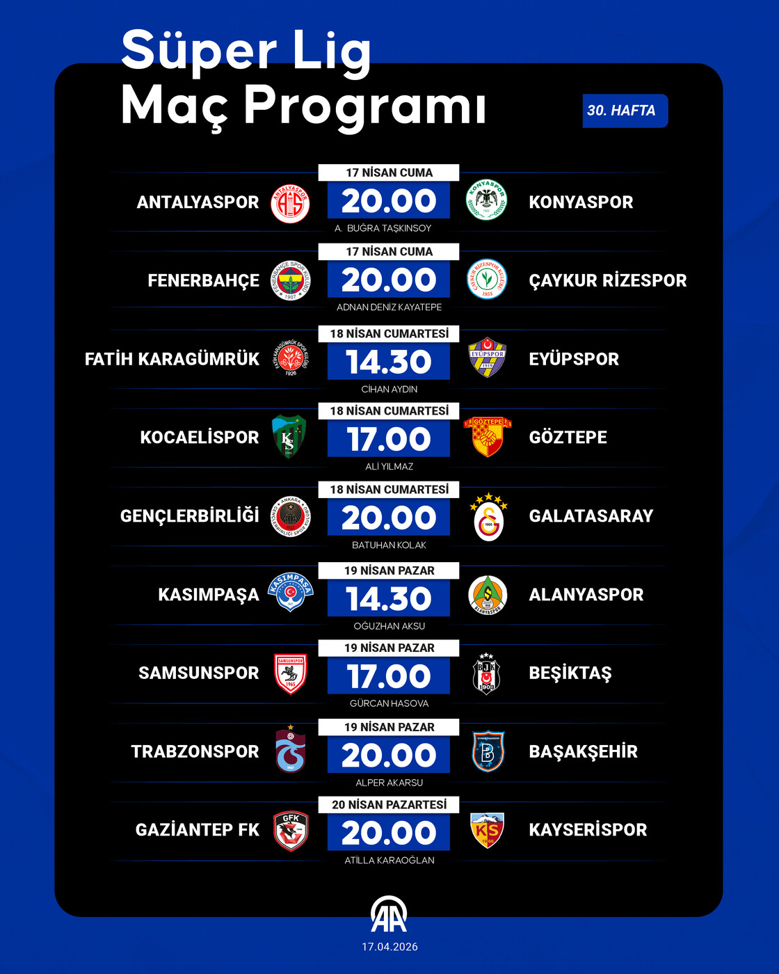 Süper Lig Maç Programı