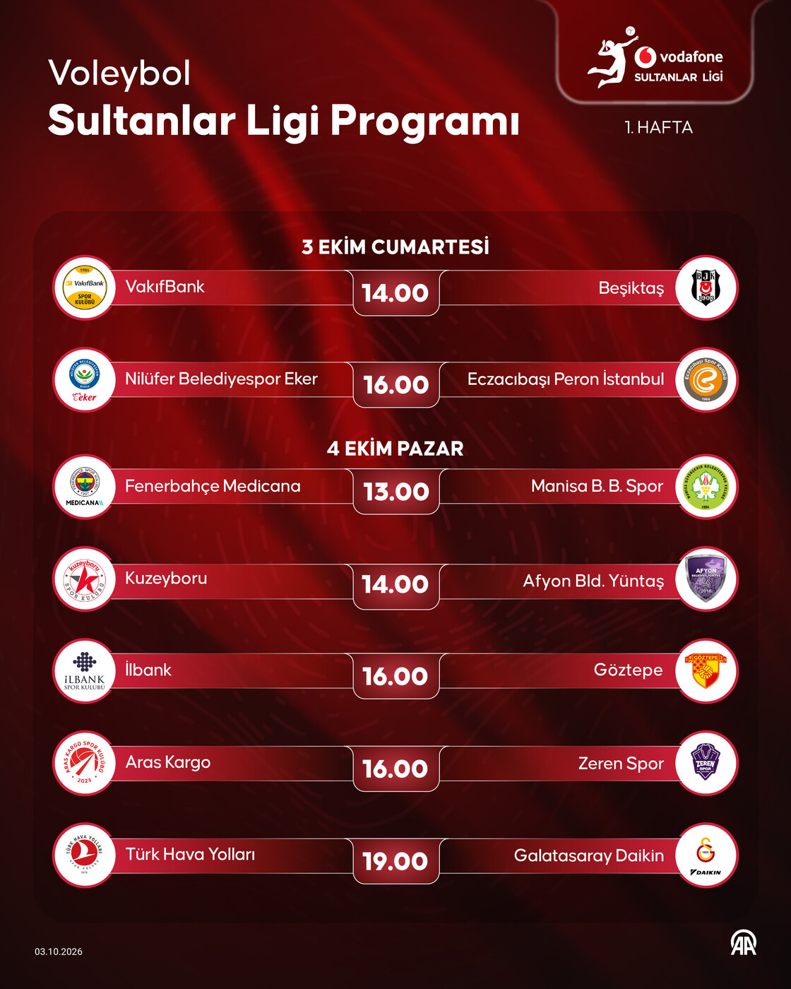 Voleybol Sultanlar Ligi Programı