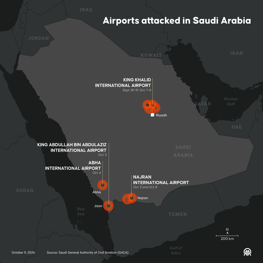 Latest attacks on Saudi airports