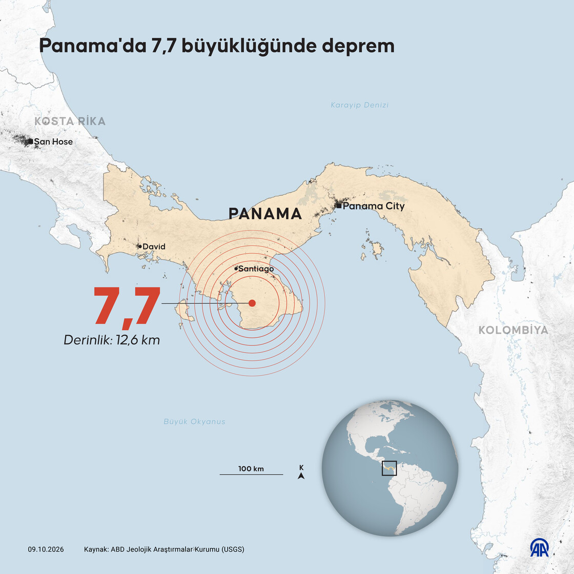 Panama'da 7,7 büyüklüğünde deprem