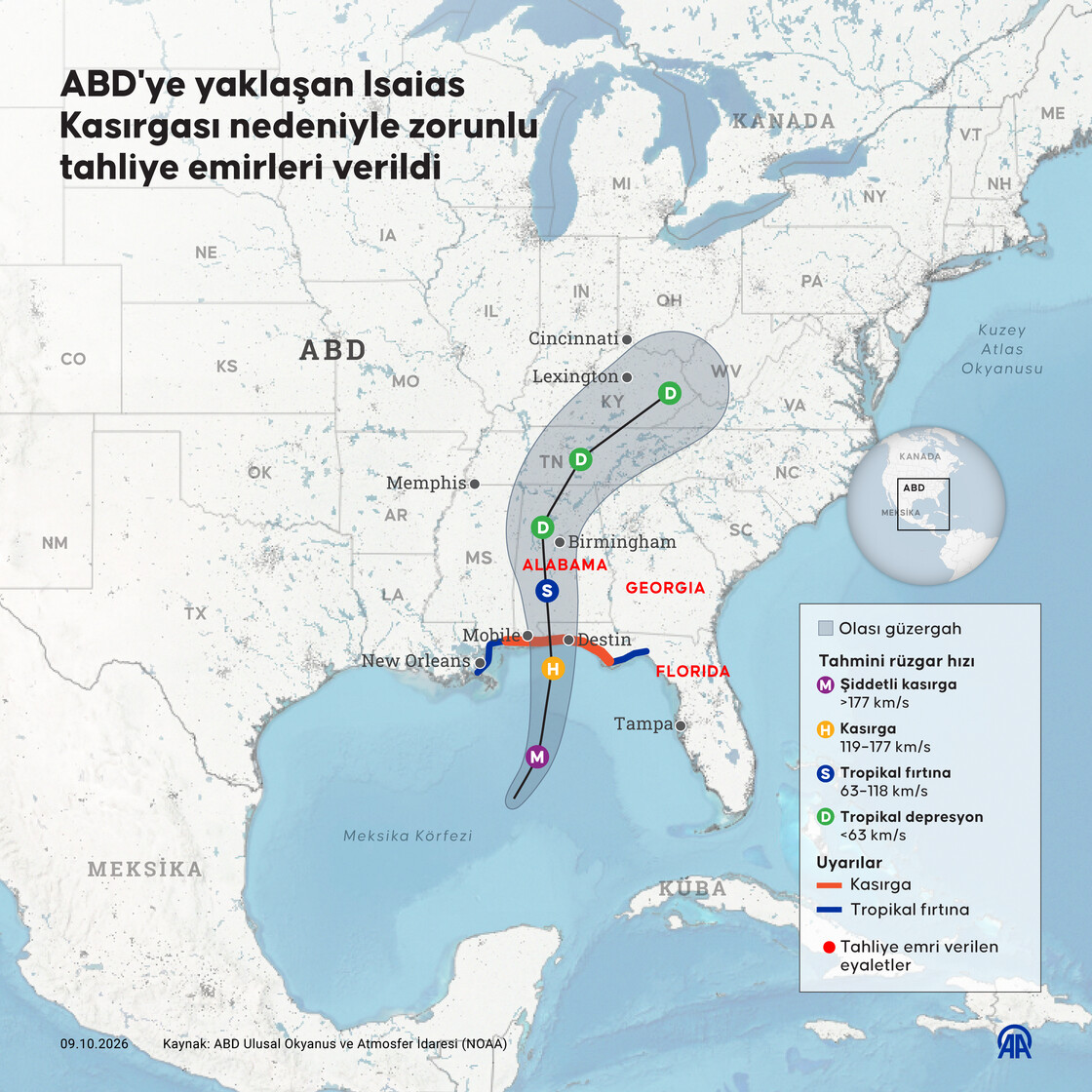 ABD'ye yaklaşan Isaias Kasırgası nedeniyle zorunlu tahliye emirleri verildi