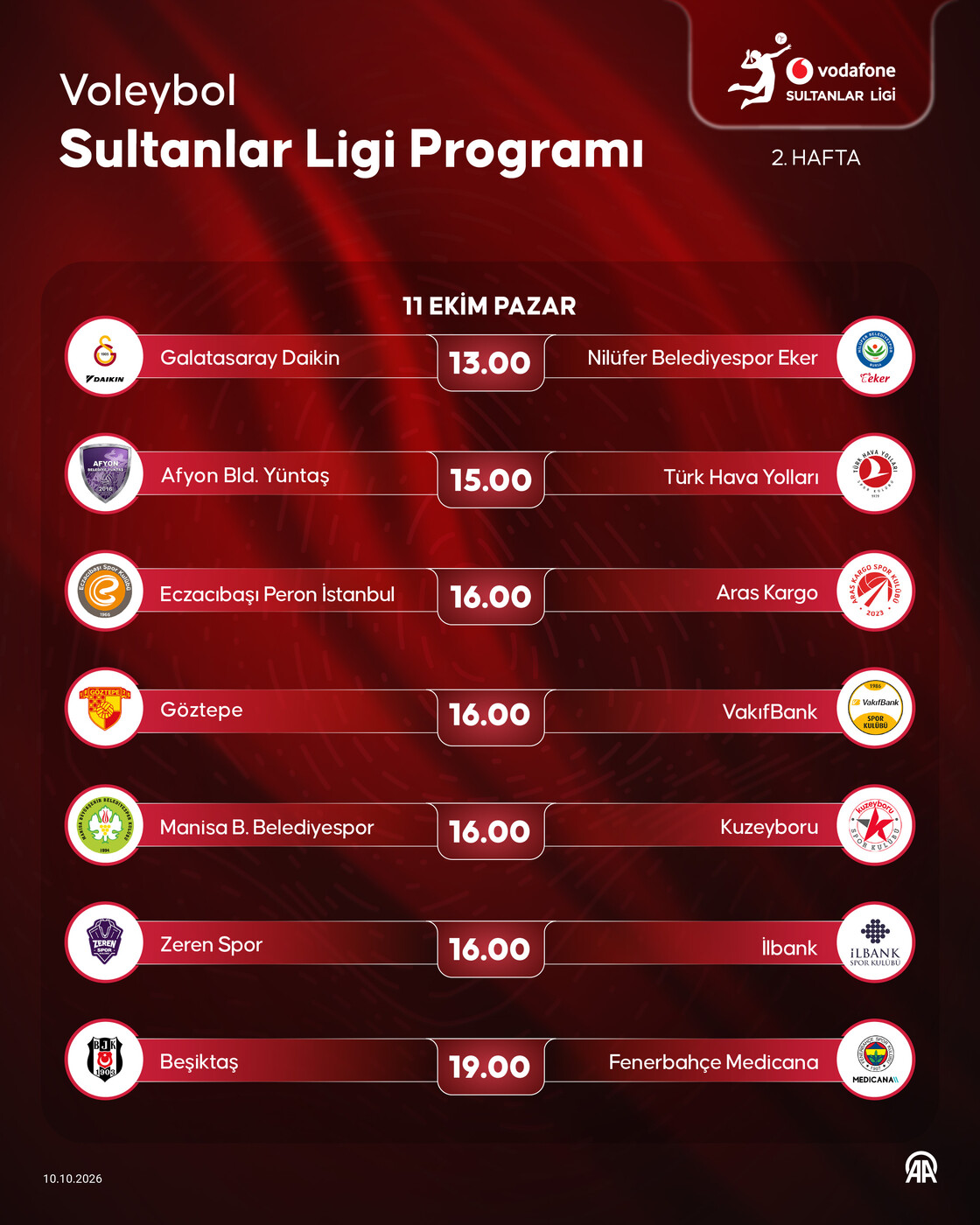 Voleybol Sultanlar Ligi programı