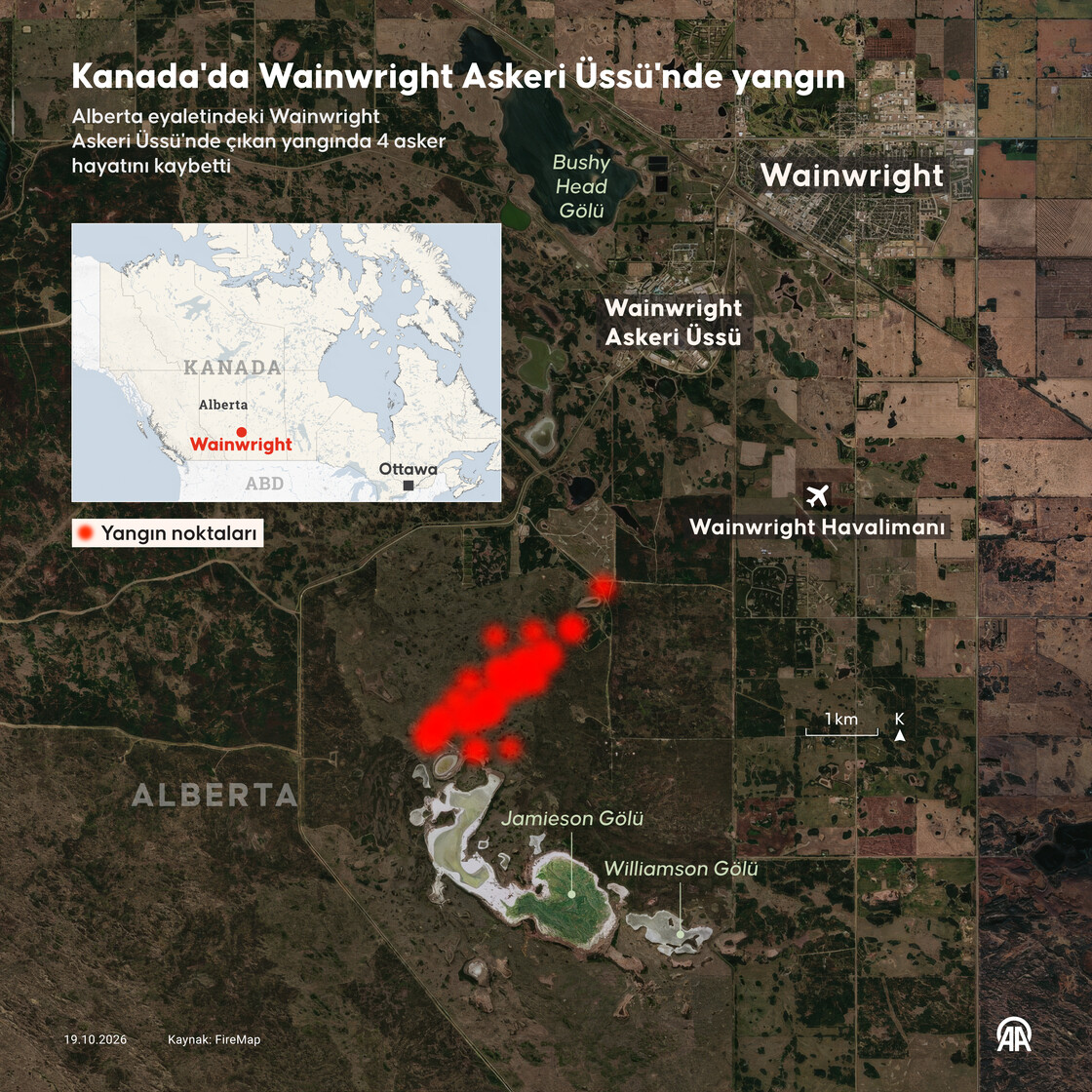 Kanada'da Wainwright Askeri Üssü'nde yangın