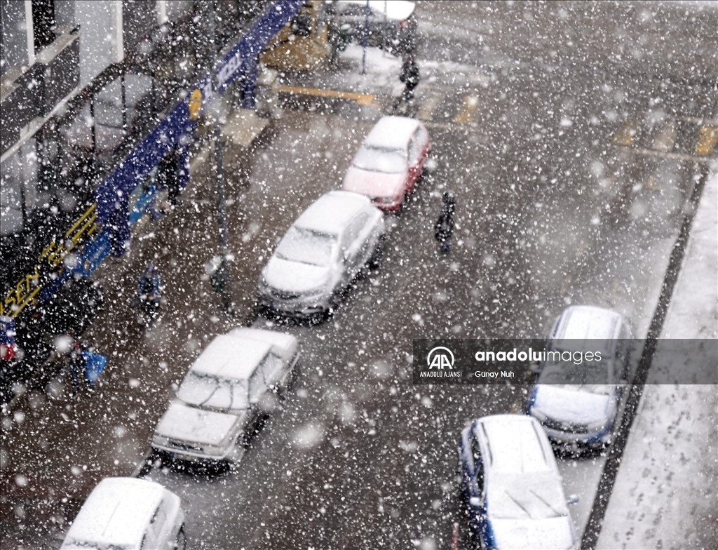 Ardahan'da lapa lapa yağan kar, kışı aratmadı
